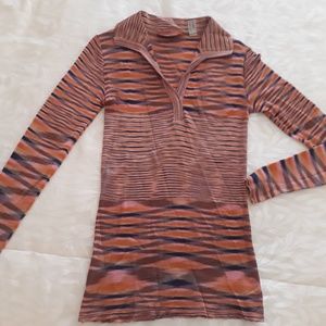 MISSONI ORANGE LONG SLEEVE KNIT POLO SHIRT SIXE XS